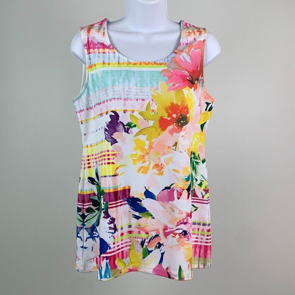Christopher & Banks Tank sz Small Petite SP Colorful Floral Top New NWT